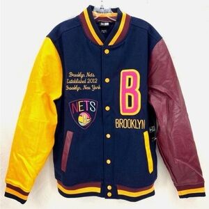 New Era Brooklyn Nets Varsity Jacket - Navy, Yellow, Maroon